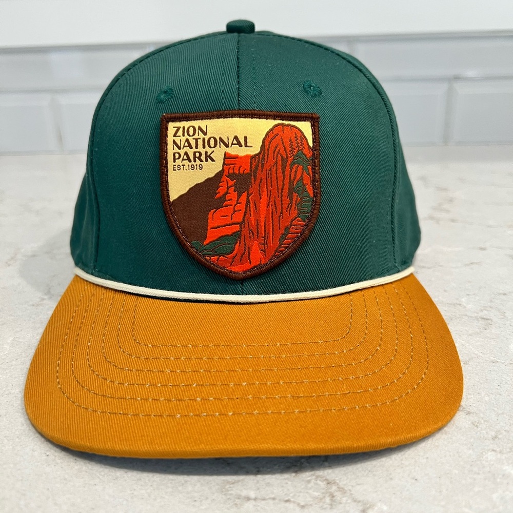 Sendero Zion National Park Hat / Cap, Forest Green & Gold, Cord on Bill - OS